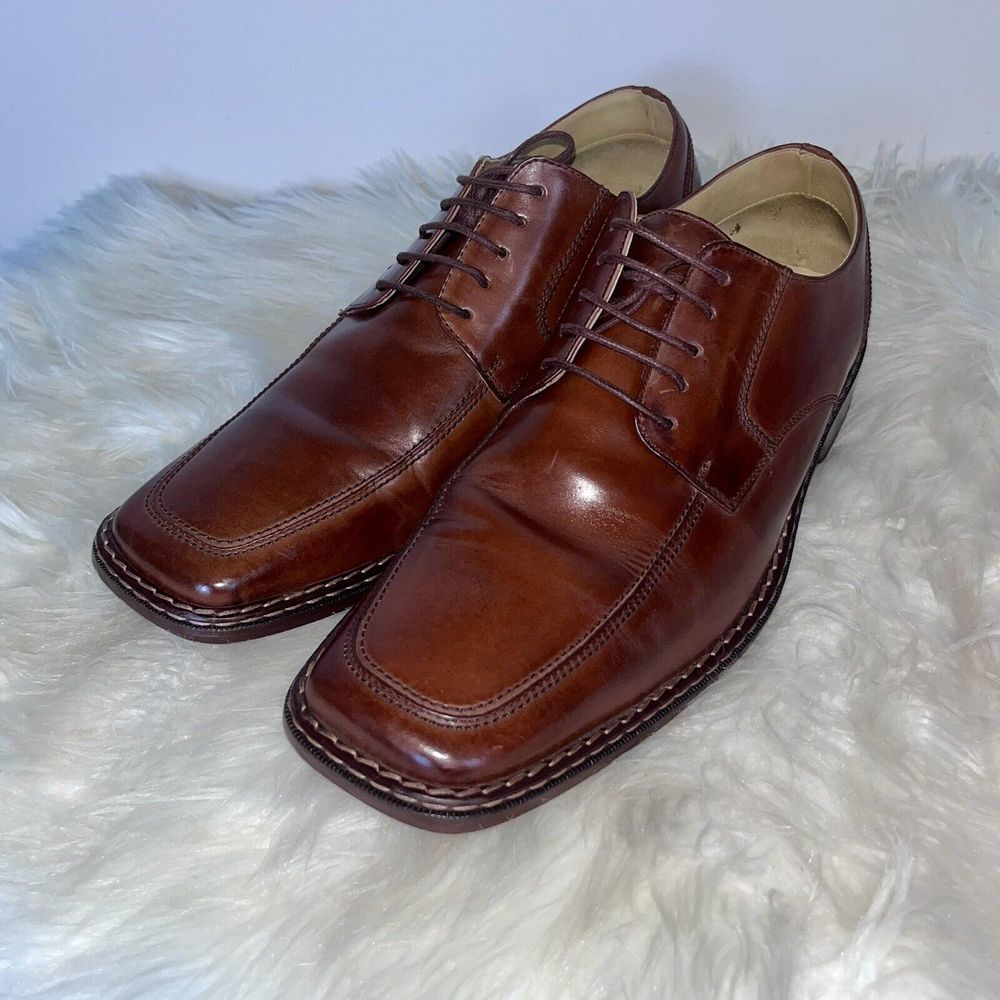 Stacy Adams Mens Cognac Brown Leather Dress Shoes Size 12 Business Casual